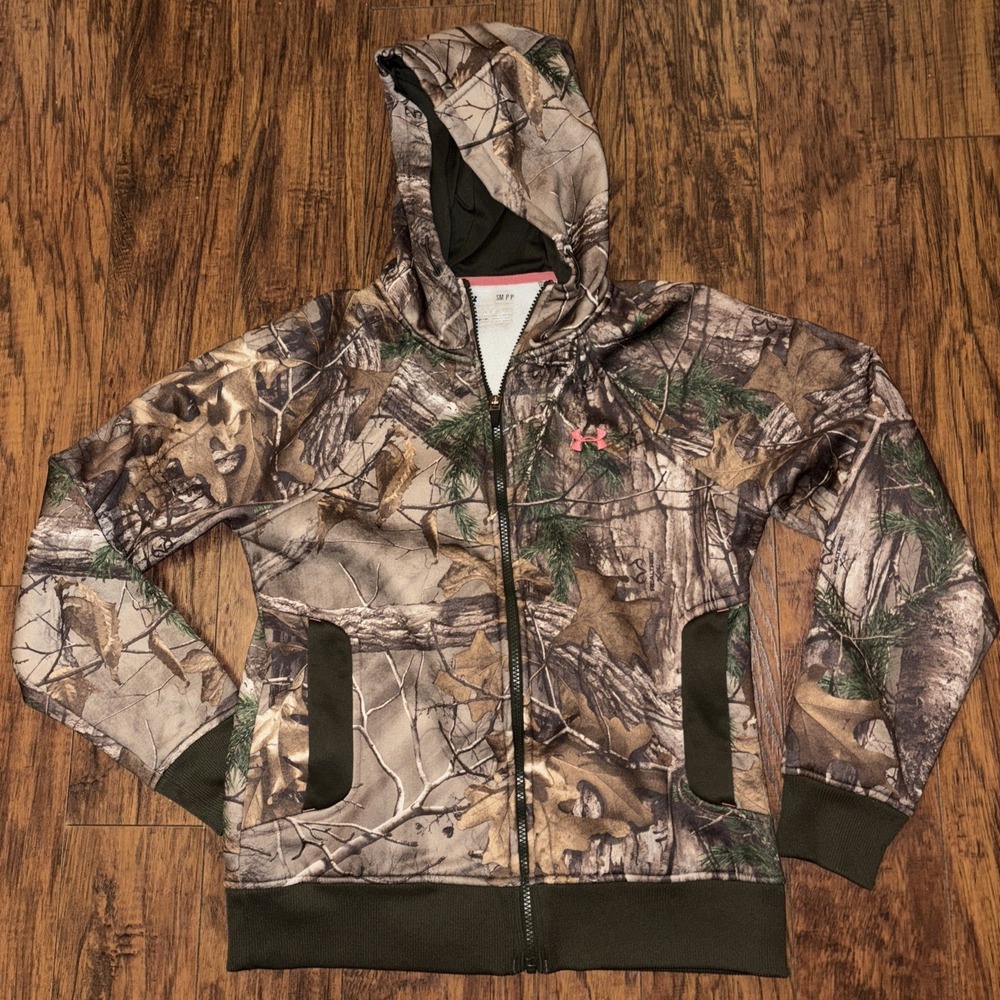Under Armour Storm Camo Hoodie Jacket Realtree Fleece Embroidered Pink Small